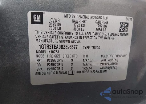 2011 GMC Sierra 1500 Work Truck from USA, damaged, VIN 1GTR2TEA0BZ396577